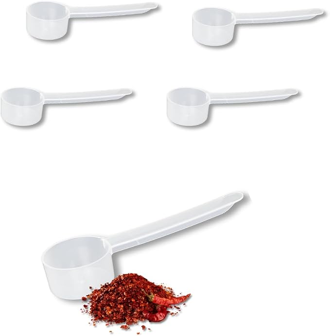 4 Pack – 1 Teaspoon Plastic Measuring Scoop – 5cc / 5ml / 1 tsp by JAK+Industrial