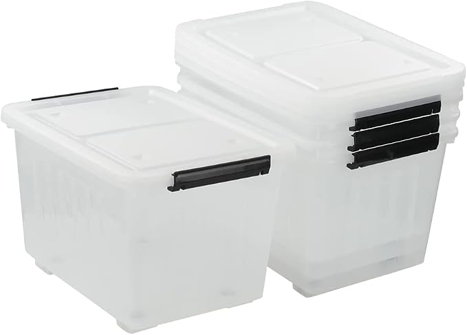 Asking 4-Pack Clear Large 50 L Plastic Storage Boxes, Plastic Storage Bins - Image 7