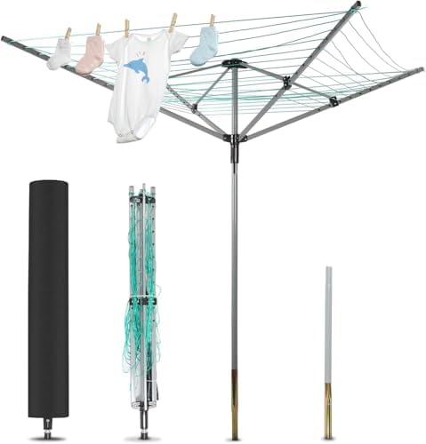 Umbrella Drying Rack Outdoor Umbrella Clothesline Rotary Retractable Clothes ...