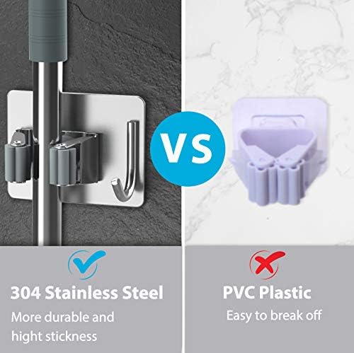 Mop Broom Holder No Drill, Mop Broom Organizer Wall Mounted Heavy Duty - Image 2