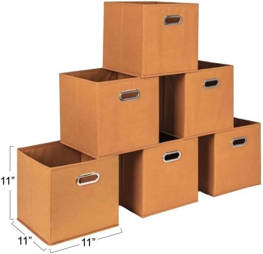 Household Essentials Fabric Storage Bins 6 Piece Set, Terracotta Color - Image 2