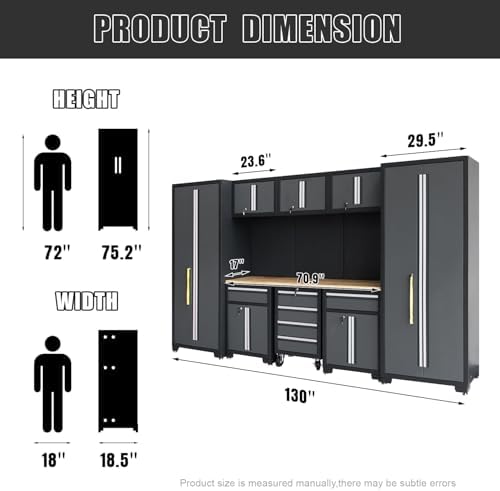 Garage Storage Cabinet System 9-Pcs Workshop Set, Black