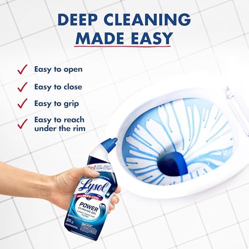 Lysol Toilet Bowl Cleaner Clinging Gel, Power, 24 oz, 2 Pack | Disinfecting, Sanitizing, Deodorizing, Septic Safe, Bleach Free, For Toilet Rings, Limescale, & Hard Water, Bathroom Cleaner