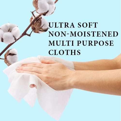 Disposable Dry Wipes, 100 Pack – Ultra Soft Non-Moistened Cleansing Cloths - Image 2