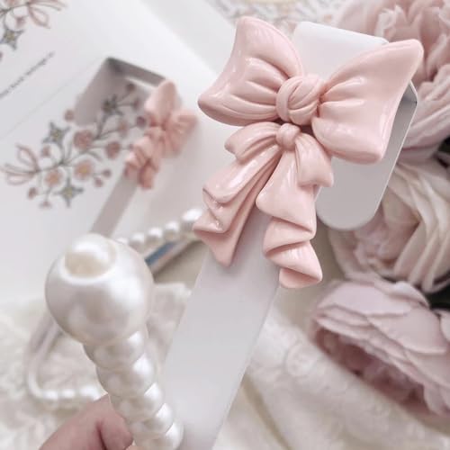3 Packs Pink Bow Knot Over The Door Hooks,Metal Dual Hook Hanger for Coats, J...