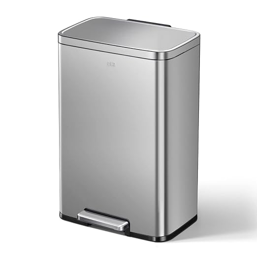 EKO Madison Matte Stainless 50 Liter/13.2 Gallon Step Trash Can w/Inner Liner - Image 8