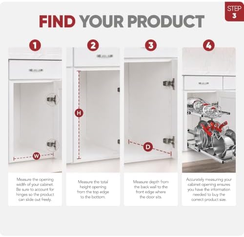 Rev-A-Shelf Pullout Organizer for Cabinets, Min Opening Width of 18"
