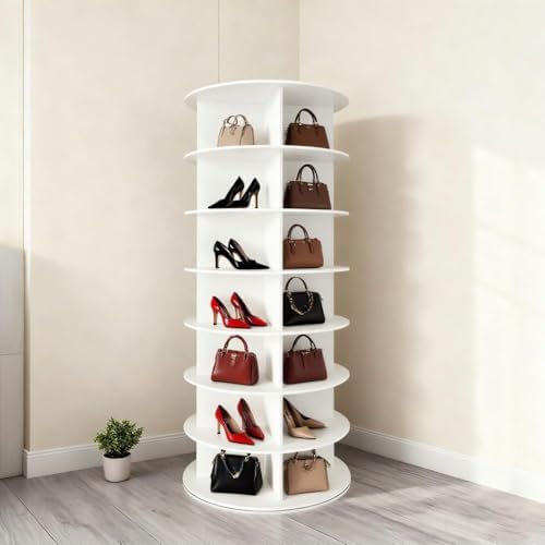 Shoe Organizer 7-Tier Spinning Shoe Rack - 360° Rotating Storage Organizer fo...