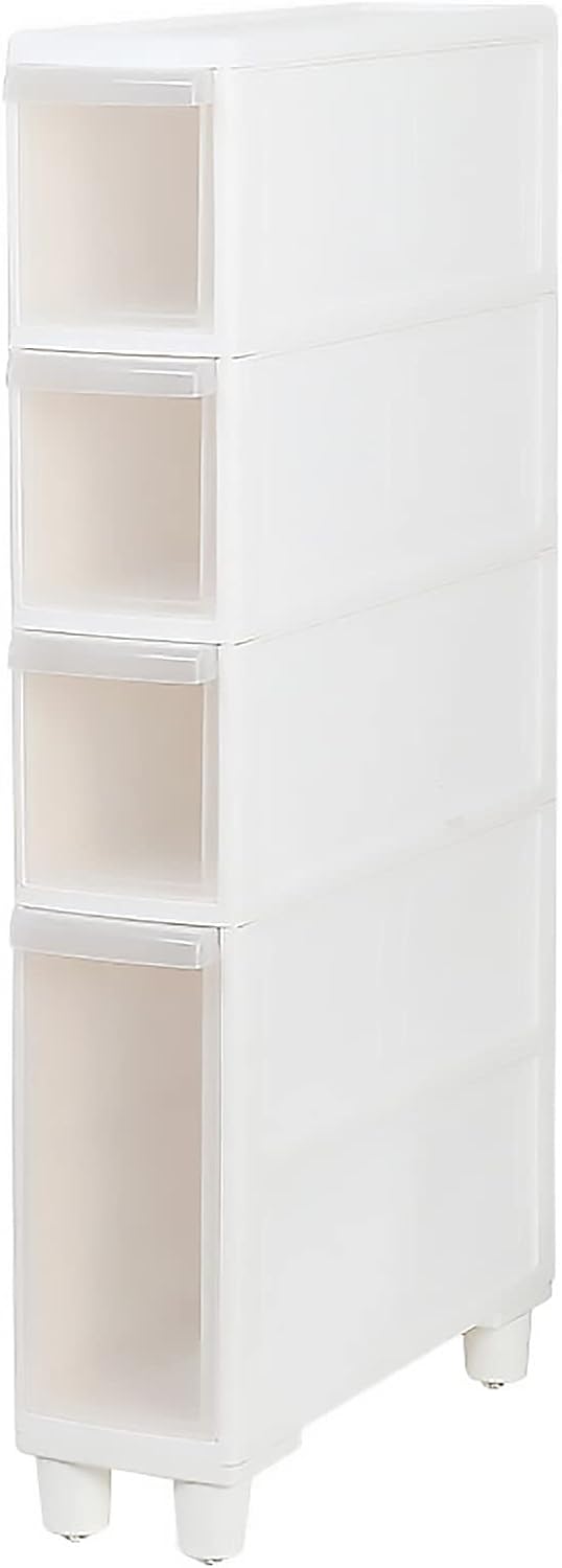 Narrow Tall Floor Cabinet for Bathroom, Vertical Storage Unit with 4 Clear Dr...