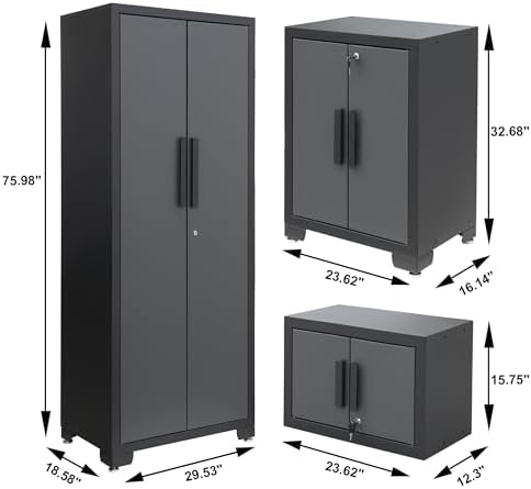 Torin 12 Piece Garage Storage Cabinet System，Workshop Cabinet Set in Black
