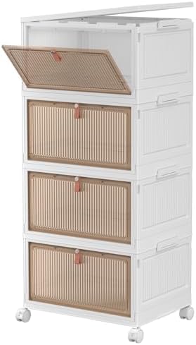 4 Tier Plastic Storage Bins with Lids 28QT, Stackable, Wheeled, Collapsible, ...
