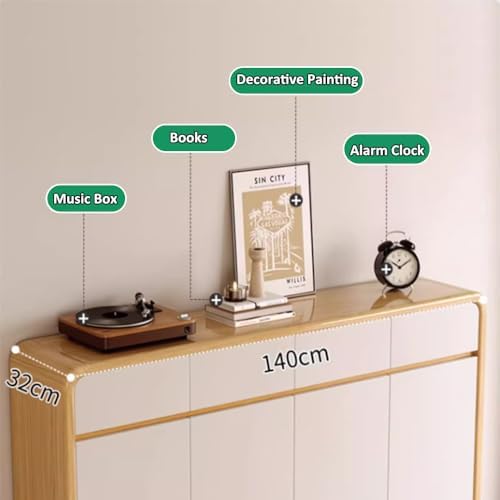 6 Tier Wooden Shoe Cabinet,Storage Cabinet with Drawers Narrow Shoe Cabinet S...