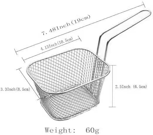 8pcs Mini Square Fry Baskets 4.1x3.3x2.6Inches, French fry basket Table Serving Fryer Baskets（black)
