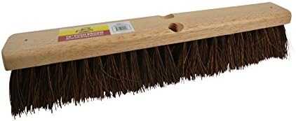Bristles 4218 18” Outdoor Push Broom Head – Heavy Duty Hardwood Block, Rough Surface Stiff Palmyra Fibers, Brown