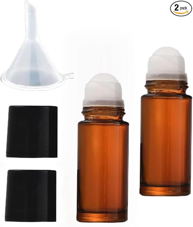 2Pcs Brown 30ml Glass Essential Oil Roller Bottles Refillable Roll on Bottles by Unknown