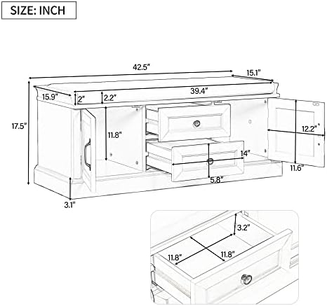 Storage Bench Entryway Bench Shoe Bench Storage Ottoman Cabinet