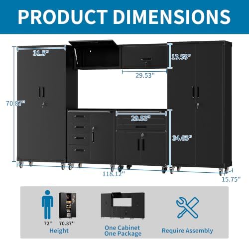 6-Piece Garage Storage Cabinets System Heavy Duty Workshop Set