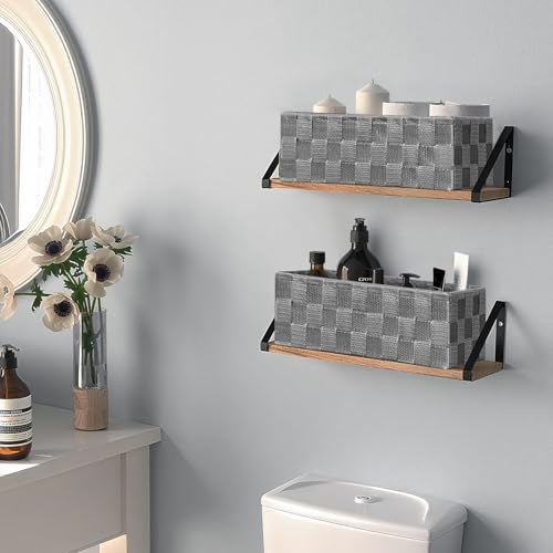 Posprica Woven Baskets, Storage Baskets for Organizing (Set of 8), Cube Baskets Bin Container Matching Storage Boxes Organizers for Pantry, Office, Shelves, Media-room