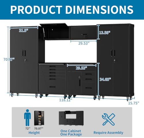 6-Piece Garage Storage Cabinets System Heavy Duty Workshop Set