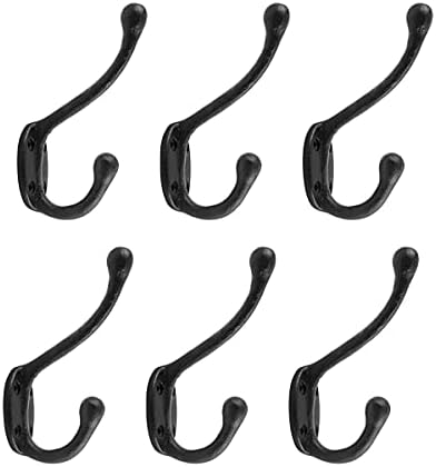 Renovators Supply Manufacturing Double Wall Hook, Wrought Iron Black Powder C...