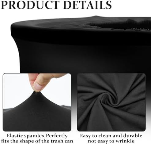 Tanlade 20 Pcs 32 Gallon Stretch Trash Can Spandex Cover Outdoor Waste Garbage Can Spandex Covers for Indoor Kitchen Outdoor Round Waste Container Bin, Without Trash Bin (Black)