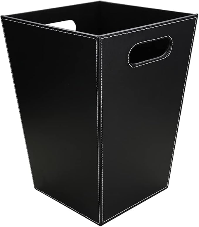KINGFOM Classic Pu Leather Trash Can Wastebasket, Garbage Container Bin by KingfomLeatherHomeOfficeDecor