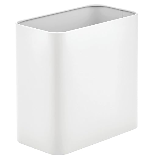 mDesign Metal Wastepaper Bin — Compact Rectangular Bathroom Bin — Rubbish Basket by mDesign