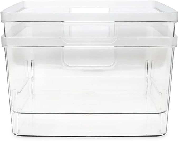 Isaac Jacobs 2-Pack Square Clear Storage Bins w/Cutout Handles, Plastic - Image 6