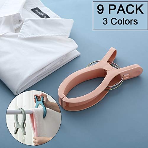 9 Pack Beach Towel Clips Beach Chairs 3 Colors Jumbo Size Towel Clamps Lounge - Image 6
