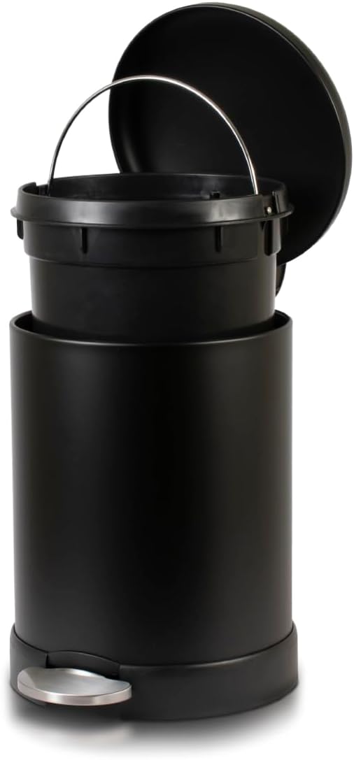 Glad Small Trash Can, 1.2 Gallon | Round Stainless Steel Garbage Bin - Image 3