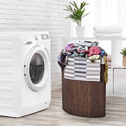 Julimoon Bamboo Laundry Hamper With Lid, Removable Liner and Handle - Clothes...