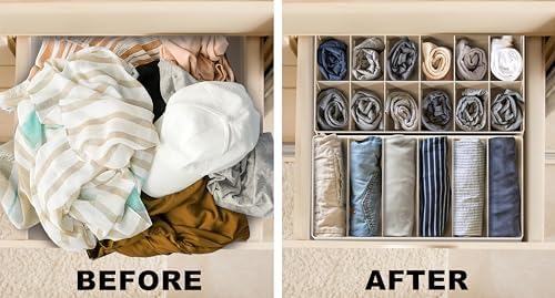 Simple Houseware Closet Underwear Organizer Drawer Divider Assorted 7 pcs | Beige