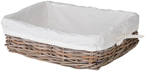 Kouboo Kobo Rattan Shelf Removable Liner, Gray, Medium Size Decorative Storage Basket