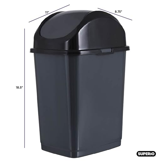 Superio Medium Trash Can with Lid 4.5 Gallon Plastic Swing Top Garbage Can Slim - Image 2
