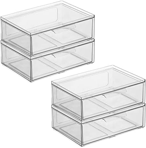mDesign Plastic Wide Stackable Kitchen Storage Organizer Bin Containers by mDesign