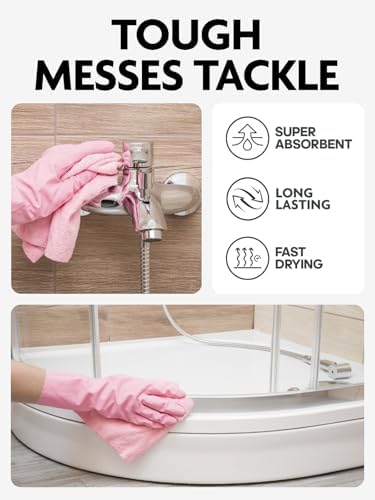 Fantasticlean Microfiber Cleaning Cloth Roll- 30 Sheets, 12" x 12" (Pink) | Super Absorbent, Lint-free, Tear-away Microfiber Towel Roll, for All-Purpose Cleaning, Reusable Alternative to Paper Towels