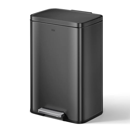 EKO Madison Matte Black 50 Liter/13.2 Gallon Step Trash Can - Image 8