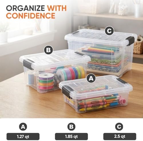 Superio 2.5 Quart Clear Plastic Storage Boxes with Lids, Stackable Organizer ...