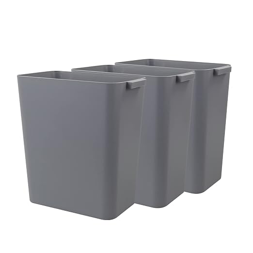 3-Pack Gray 4.5 Gallon Plastic Trash Can Wastebasket, Garbage Container Bin by Nicesh
