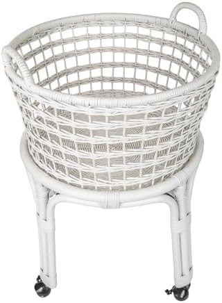 KOUBOO Rolling Wicker Laundry Basket, Handwoven Wicker Hamper with Removable ...