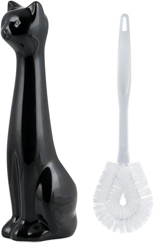 Allure Home Creation Black Cat 2-Piece Toilet Brush Holder and Brush Set - Image 2