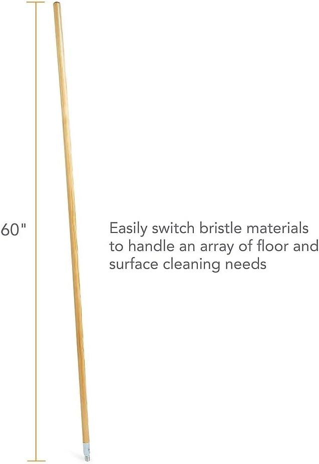 COASTWIDE Professional 60" Wood Push Broom Handle, Threaded Metal Tip