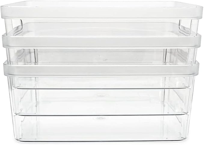 Isaac Jacobs 3-Pack Medium Clear Storage Bins w/Cutout Handles, Plastic - Image 5