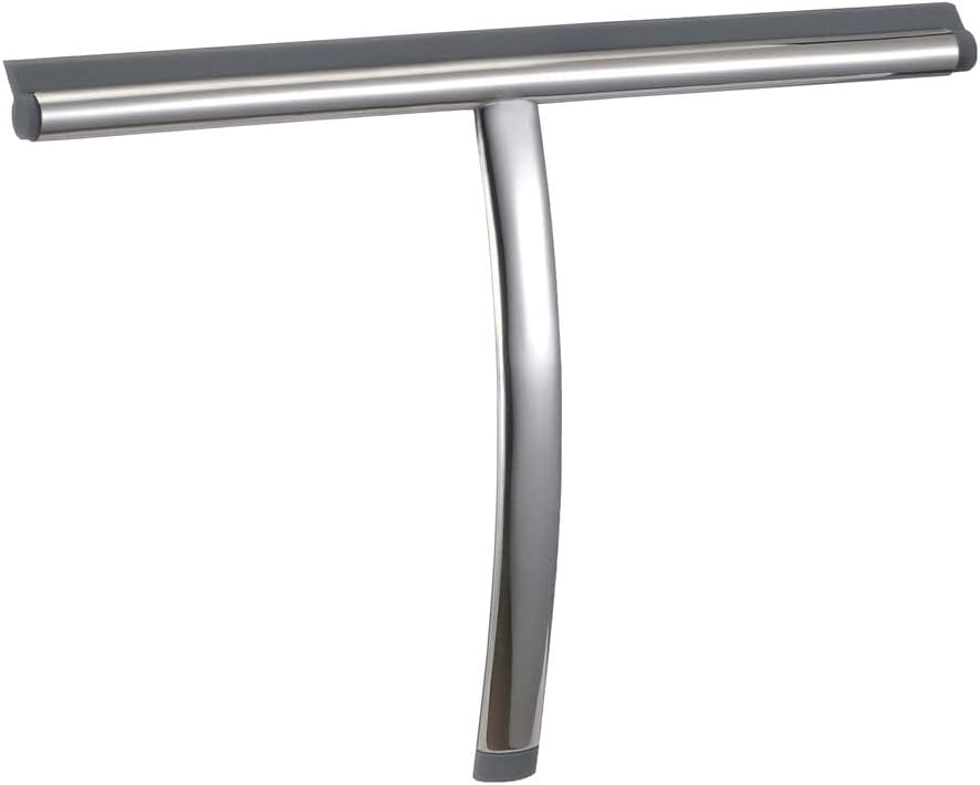 Sealskin Deluxe Shower Squeegee, Glass Wiper for Shower and Window, Practical Squeegee with Flexible Silicone Holder, Polished Stainless Steel Handle, Silver