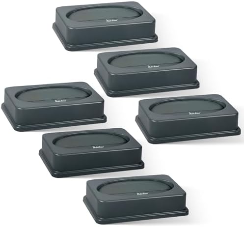 PLASTIC PRINCE Slim Jim Trash Can Lid Replacement, Outdoor Slim Commercial Garbage Can Lid, Swing Rectangular Double Flip Top Lid 23 Gallon Container, 6 Pack, Gray