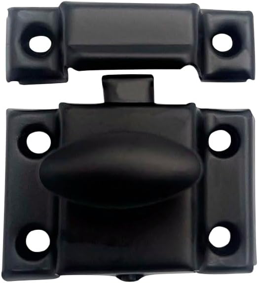 QCAA Oval Turn Cabinet Latch, for Cupboard & Other Furniture, Matte Black - Image 2