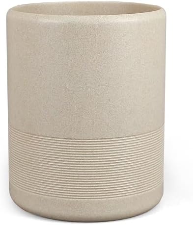YMXYJM Resin Trash Can, Modern Round Wastebasket, 2 Gallon, Beige | Modern resin trash can with 2-gallon capacity, sturdy base, and open-top design for bathroom, kitchen, office, and home