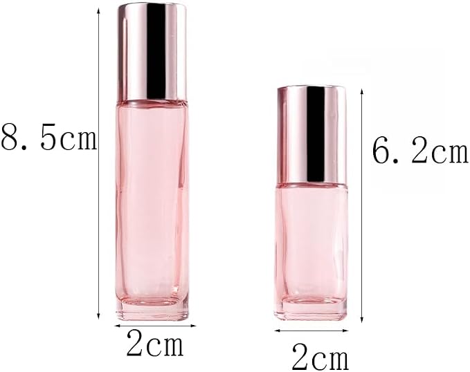 10 Pack Glass Essential Oil Roller Bottle, 10ml Pink GlassRoller Bottles - Image 3