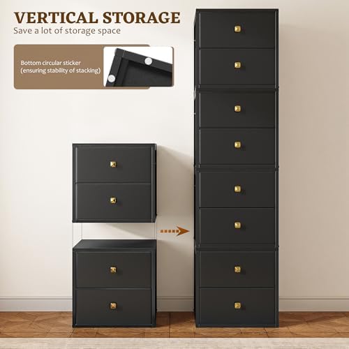 Romorgniz 4-Drawer Stackable Storage Unit, 22LBS/Drawer Closet Organizer