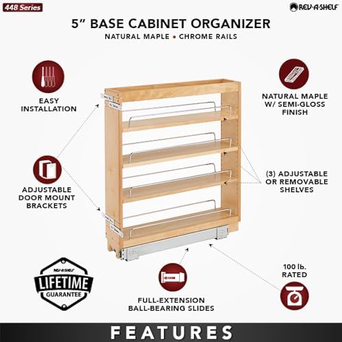 Rev-A-Shelf Pullout Kitchen Cabinet Organizer, Min Cabinet Opening 5.5" W